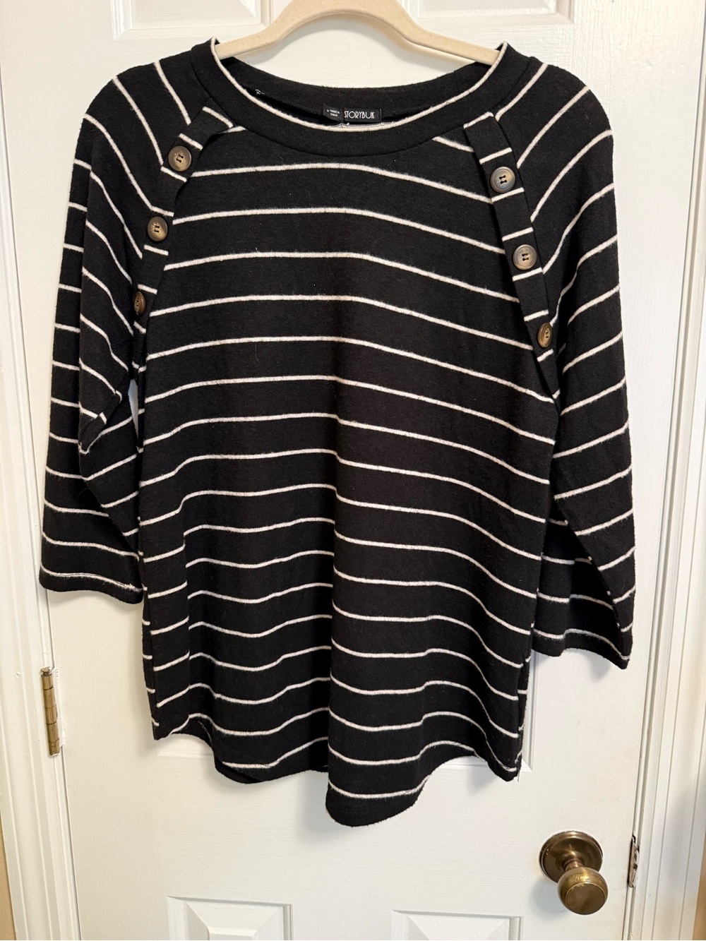 Black with White Stripes Sweater medium